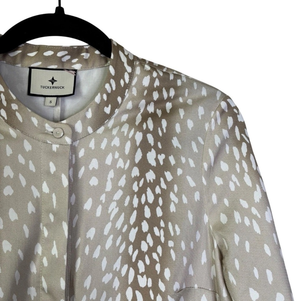 Tuckernuck Antelope Royal Shirt Dress Small S Animal Print 3/4 Sleeve Ombre - Picture 4 of 6